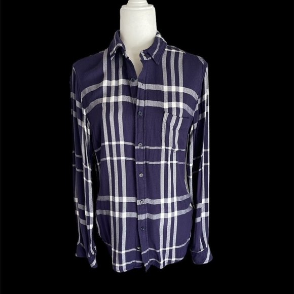 RAILS: Women's Blue & White Plaid Long Sleeve Button Up Shirt - Size S - Picture 1 of 3